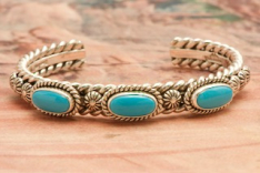 Artie Yellowhorse Genuine Sleeping Beauty Turquoise Sterling Silver Bracelet